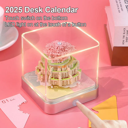 3D Desk Calendar 2025 Time Piece Calendar Decorative Paper Carving Calendar Memo Pad Calendar for House Sculpture Present