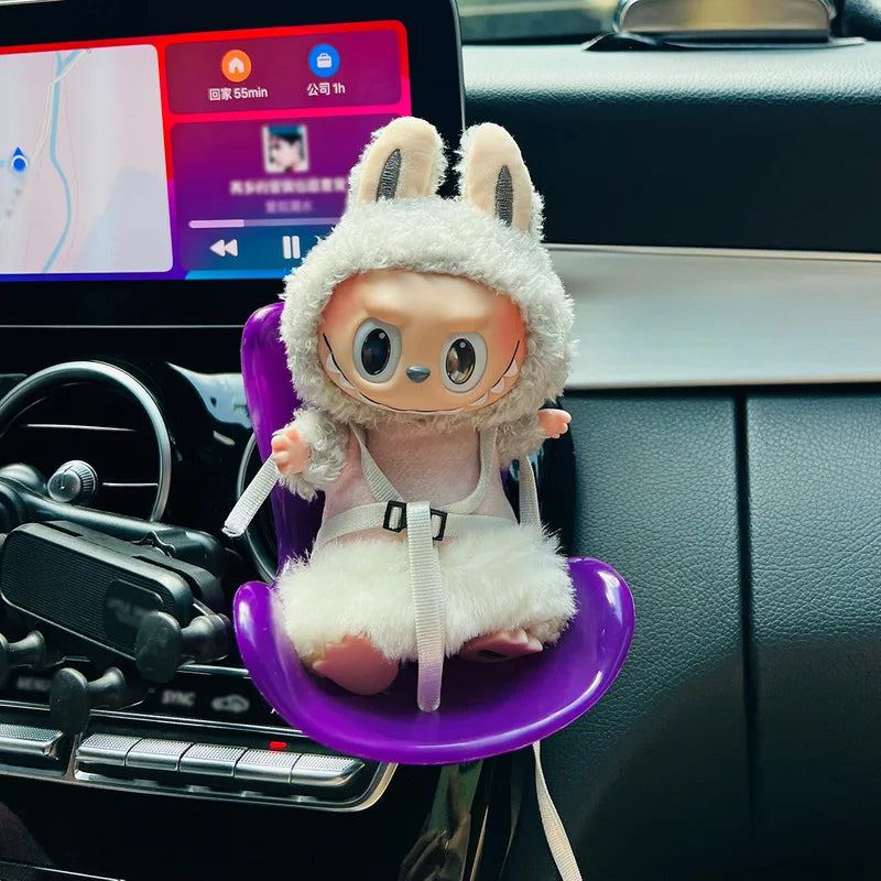 Labubu Car Safety Chair Doll Toy Accessories Car Air Conditioner Air Outlet Aromatherapy Clip Car Safety Seat Ornament No Doll