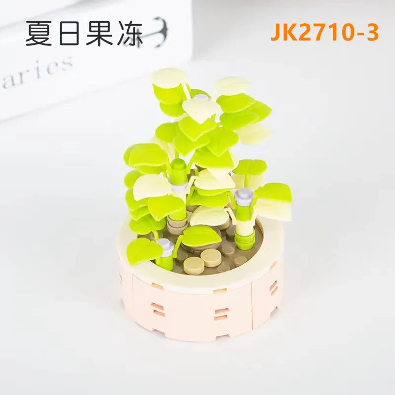 JAKI Blocks Teens Building Toys Bricks Girls Flowers Potted Plant Puzzle Home Decor Artificial Flowers Women Gift JK2710