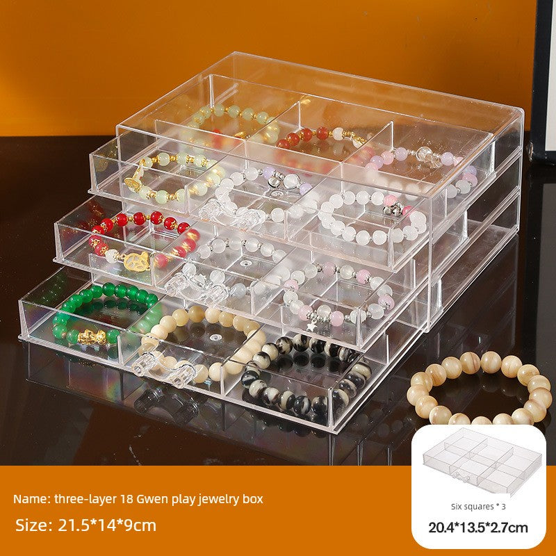 Transparent Large Capacity Drawer Ring Necklace Jewelry Box