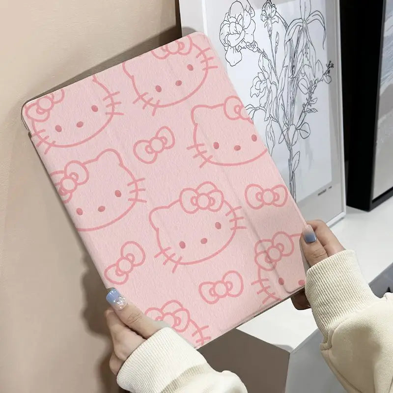 Kawaii Hello Kitty IPad Protective Shell MINISO Anime Cinnamoroll Lovely Cartoon Anti Fall Measures for Mini5 Air5 4 Ipadpro