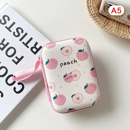 Cute Cartoon Fruit Pattern Headphone Data Cable Storage Bags Charger Power Bank Rectangular Box Zipper Bag Pocket Pouch