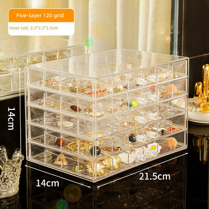 Transparent Large Capacity Drawer Ring Necklace Jewelry Box