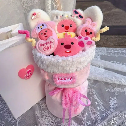 Loopy Cute Beaver Doll Creative Bouquet Pink Memory Series Animation Doll Gives Girlfriend A Romantic Gift Christmas Bouquet