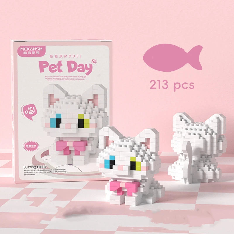 18 New Pet Cat And Dog Animal Dolls Children's Educational Building Block Toys Suitable For Children's Birthday Gifts