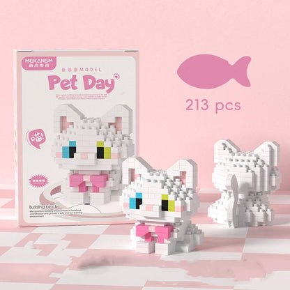 18 New Pet Cat And Dog Animal Dolls Children's Educational Building Block Toys Suitable For Children's Birthday Gifts