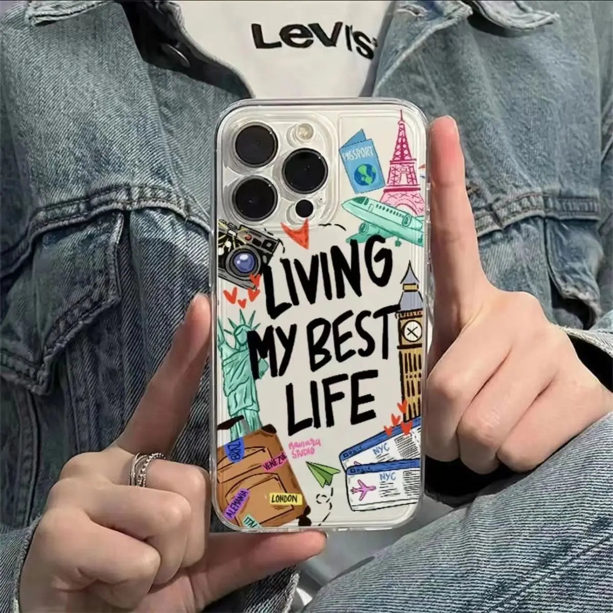 NEW Living My Best Life iPhone Case For iPhone 16 15 14 13 12 11 Pro Max XR XS MAX 7 8 Plus Y2K Girl Cute Anti Fall Back Cover