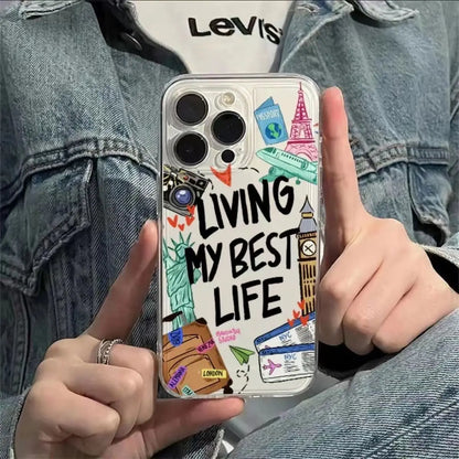 NEW Living My Best Life iPhone Case For iPhone 16 15 14 13 12 11 Pro Max XR XS MAX 7 8 Plus Y2K Girl Cute Anti Fall Back Cover