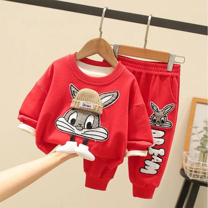 Autumn Kid Boy Clothes Set Cartoon Printed Sweatshirts Pullover Top and Pants Bottom 2pcs Suit Children Girls Outfits Tracksuits