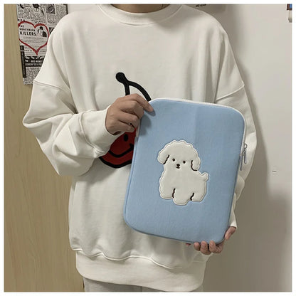 Cartoon Cute Bear Leather Laptop Bag Sleeve for Macbook Air 11 13 Inch Pro 14 15.6 M1 M2 Mac Book IPad Case Cover Accessories