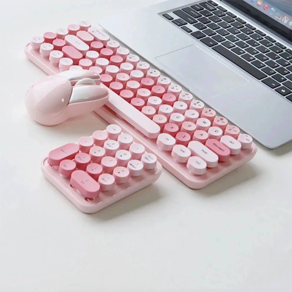 Mofii 3 In 1 Wireless Keyboard and Mouse 2.4G Keyboard and Mouse Kit Colorful Design Cute Retro keyboard kit With Keypad