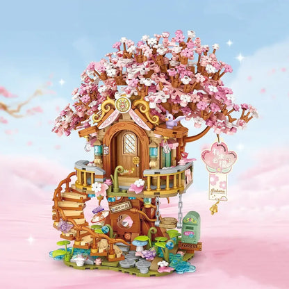 LOZ mini Blocks Kids Building Toys Puzzle  Cherry Blossoms Tree House Bricks Girls Gift Home Decor 1381