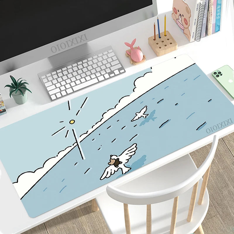 Cute Rabbit Green Anime Mouse Pad Gaming XL Large Home HD Mousepad XXL keyboard pad Office Soft Non-Slip Carpet PC Mice Pad