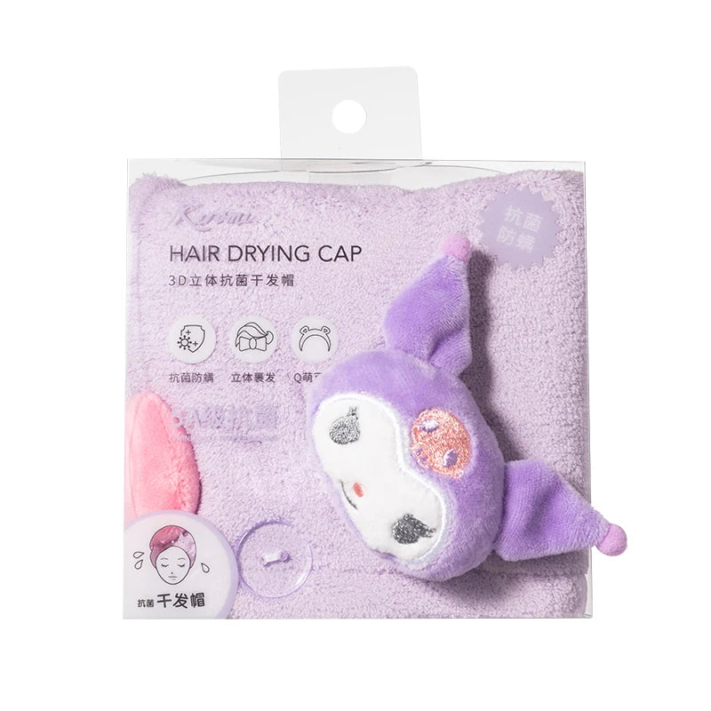 MINISO Sanrio Series Hair Drying Cap 3D Thickened Antibacterial Pachacco Kuromi Cute Cartoon Children's Toy Kawaii Birthday Gift