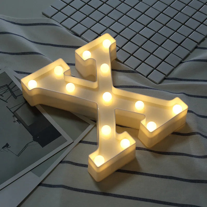 16/21CM DIY Luminous Lights LED Letter Night Light Creative Letters Alphabet Number Battery Lamp Romantic Party Decoration