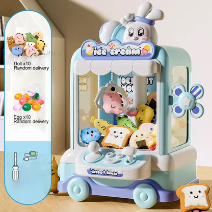 Rabbit Doll Machine Toy for Kids Mini Cartoon Claw Crane Machines with Light Music Children Toy Gifts Home Doll Grasping Machine