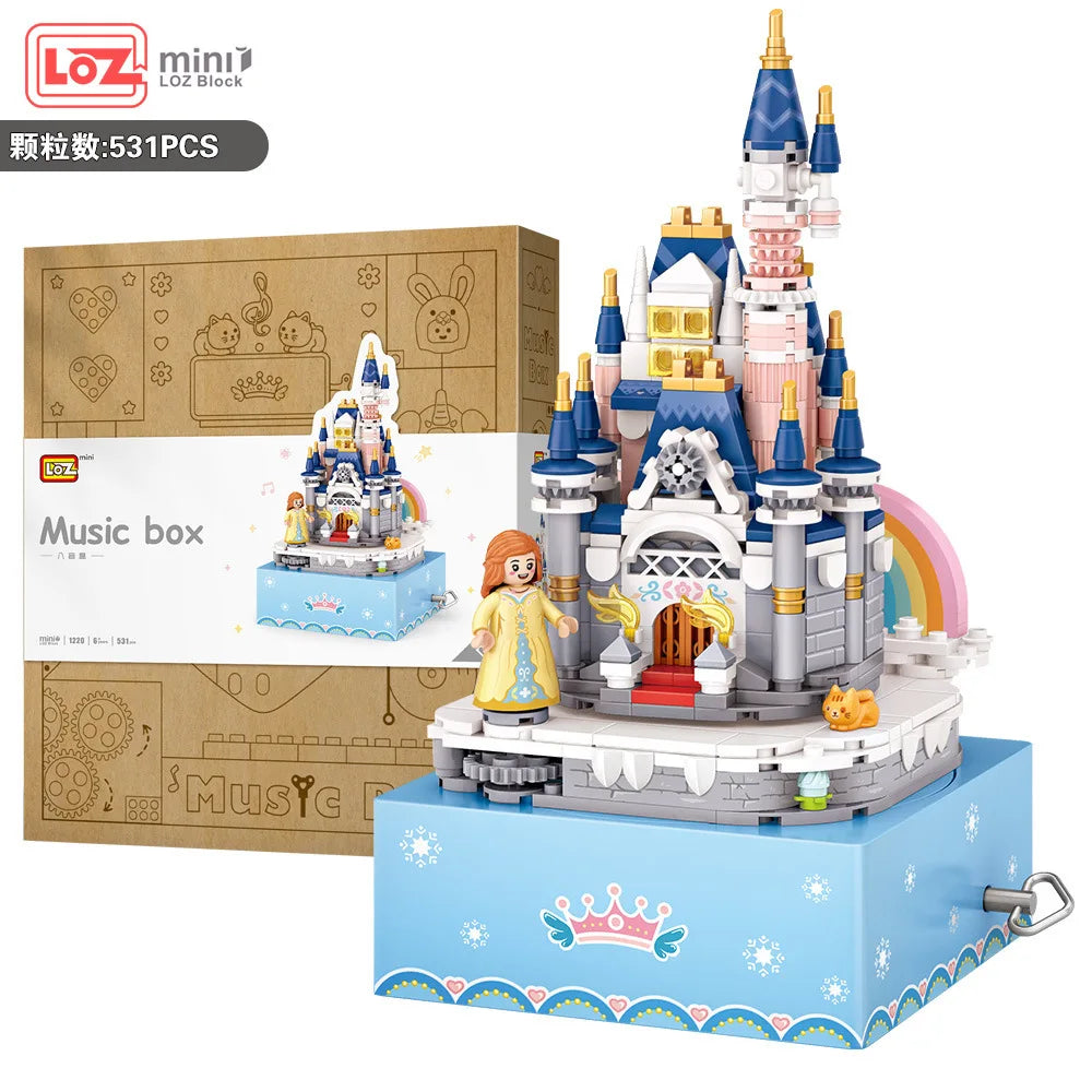 LOZ Blocks New Year Goods Building Bricks Christmas Tree Music Box Santa Claus Brinquedos Fun  Kids Toys Girls Present 1237