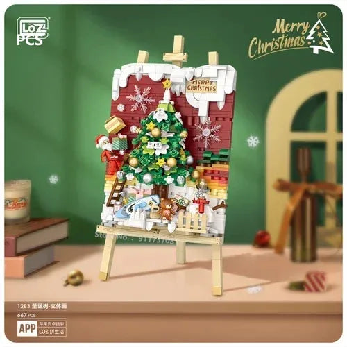 LOZ Christmas Building Block Toy Gift Box Navida Mini Blocks New Year Assembled Christmas Puzzle Assembly Model Decoration 1937