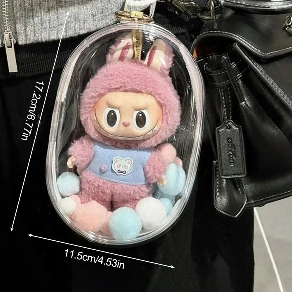 Protective Acrylic Case Shell Transparent Organizer Box for Labubu V1 V2 Upgraded Thickened Doll Bag Keychain Bags for POPMART