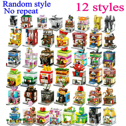 House Building Blocks Mini City Store Street View Snack Street Children's Toys Boys and Girls Gifts Compatible With Lego