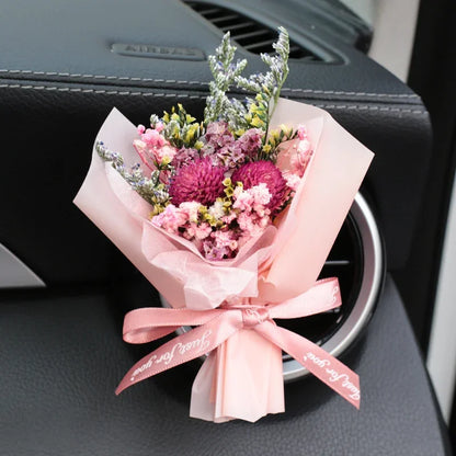 Car Dried Flower Bouquet Car Fragrance Air Outlet Dried Flower Mini Valentine's Day Gift Car Fragrance Bouquet Lucky Decoration