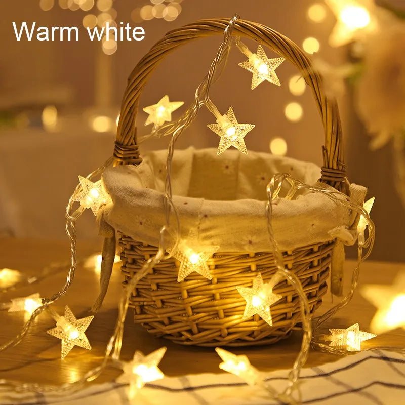 USB/Battery Operated Star String Lights LED Fairy Lights Christmas Garland For Party Wedding Home Outdoor Patio Decoration