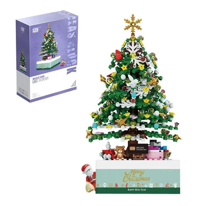 LOZ Blocks New Year Goods Building Bricks Christmas Tree Music Box Santa Claus Brinquedos Fun  Kids Toys Girls Present 1237