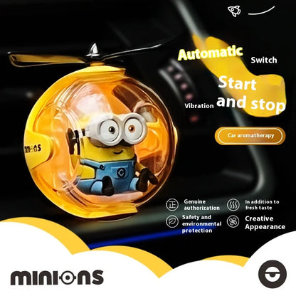 Minions New Cartoon Car Air Freshener Rotating Propeller Outlet Fragrance Magnetic Design Auto Accessories Interior Perfume gift