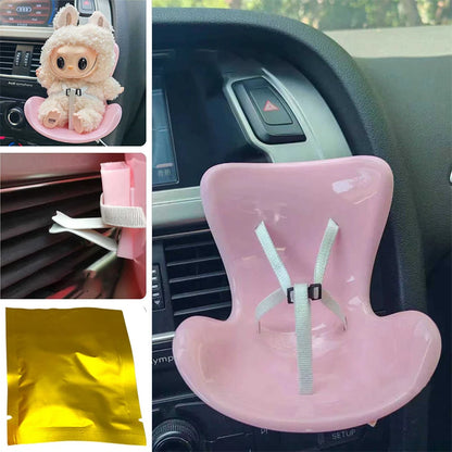 Labubu Car Safety Chair Doll Toy Accessories Car Air Conditioner Air Outlet Aromatherapy Clip Car Safety Seat Ornament Chair