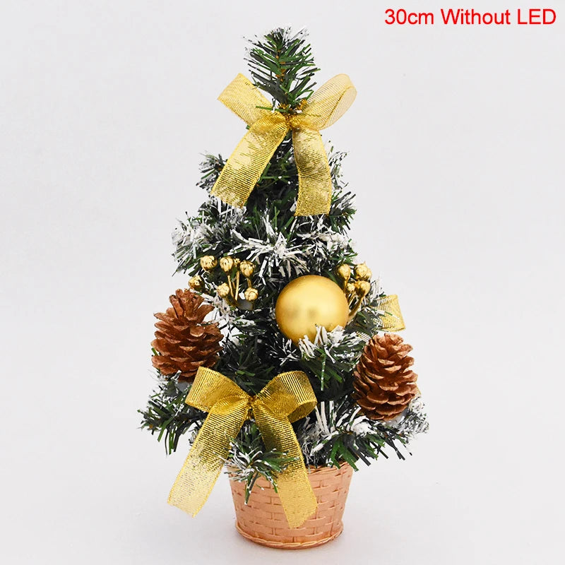 20/30cm Artificial Christmas Tree with LED Light Balls 2024 Christmas Decoration for Home 2025 New Year Gift Xmas Table Ornament