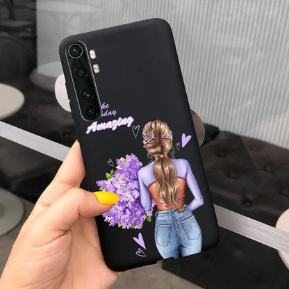 Case For Xiaomi Mi Note 10 Lite Back Cover Protective TPU Silicone Funda Fashion Flower Coque For Xiaomi Note 10 Lite Capa 6.47"