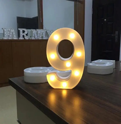 16/21CM DIY Luminous Lights LED Letter Night Light Creative Letters Alphabet Number Battery Lamp Romantic Party Decoration