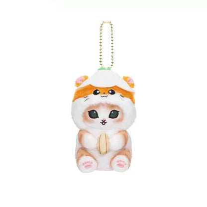 Kawaii Mofusand Cross-Dressing Hello Kitty & Kuromi Plush Keychains - 10-12cm Sanrio Anime Plush Dolls, Backpack Pendants