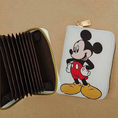 Cute Mickey Minnie Organ Card Bag PU Leather Wallet Cartoon Business Card Case Credit Card Holder Mini Zipper Clutch Bag