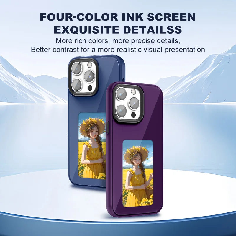 NFC 16promax iphone case E-ink screen four colors Image Transmission  For Iphone 15 14 13 Pro Max DIY Cases Battery Free