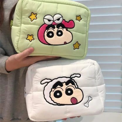 New Cartoon Crayon Shin-Chan Cosmetic Bag Cartoon Travel Carrying Bag Down Large Capacity Storage Toiletry Bag Holiday Gift Toy