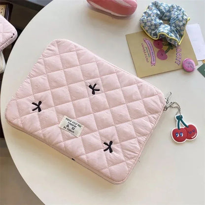 Cute Sleeve Bow Embroidery Computer Bag Tablet Sleeve Case 11 13.3 14 15.6 Inch Women Laptop Sleeves for Macbook Ipad HP ASUS