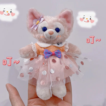 Disney LinaBell Keychain Doll Skirt Plush Toy Bookbag Backpack Cute Pendant Christmas Halloween Gift Pink Plush Fox