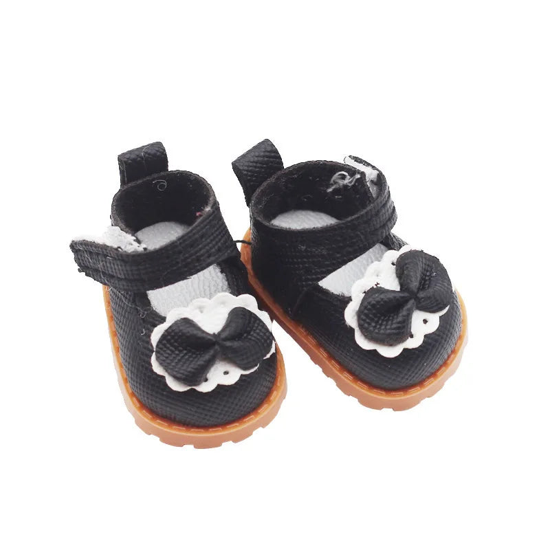 Doll Leather Shoes Labubu Bow Shoes for 17cm Labubu 10cm EXO /Cotton Doll Finger Shoes