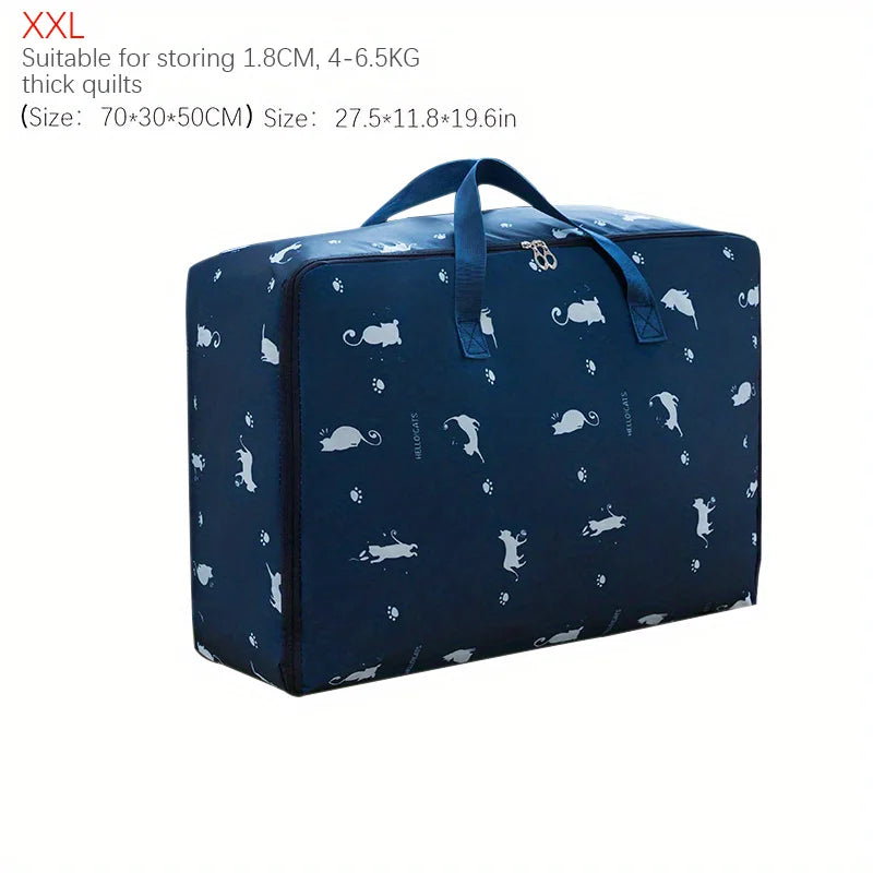 Quilt Storage Bag Cat Little Fish Rocket Pattern Quilt Storage Bag Oxford Material Moving Clothing Storage Bag Travel Organizer