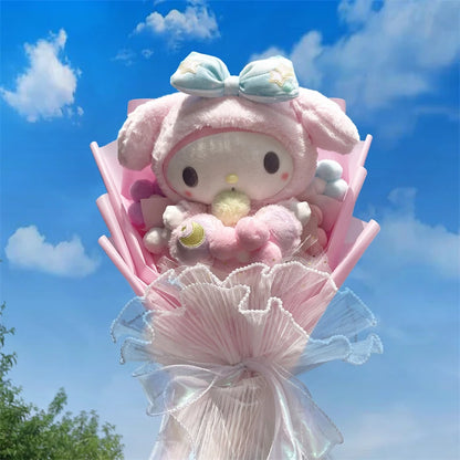 Cartoon Doll Flower bouquet Kuromi Cinnamoroll Mymelody KT Kawaii  Anime Plush Toys ValentineGirls Christmas Graduation Gifts