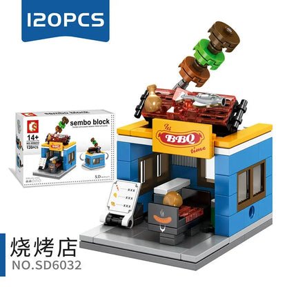 House Building Blocks Mini City Store Street View Snack Street Children's Toys Boys and Girls Gifts Compatible With Lego