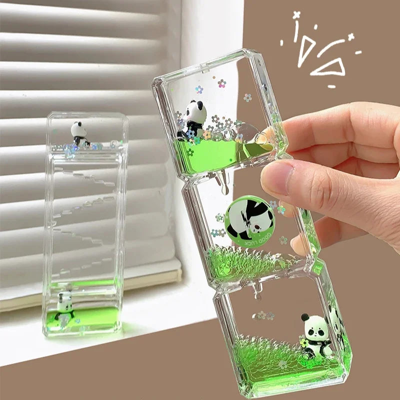 Decoration Cute Panda Decompression Oil Leak Hourglass Creative Ornament Mood Stabilization Desktop Oil Drop Timer As A Gift