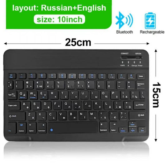 Mini Wireless Keyboard Bluetooth Keyboard Wireless Rechargeable Spanish Russian Keyboards 10 Inch For iPad IOS Android Windows