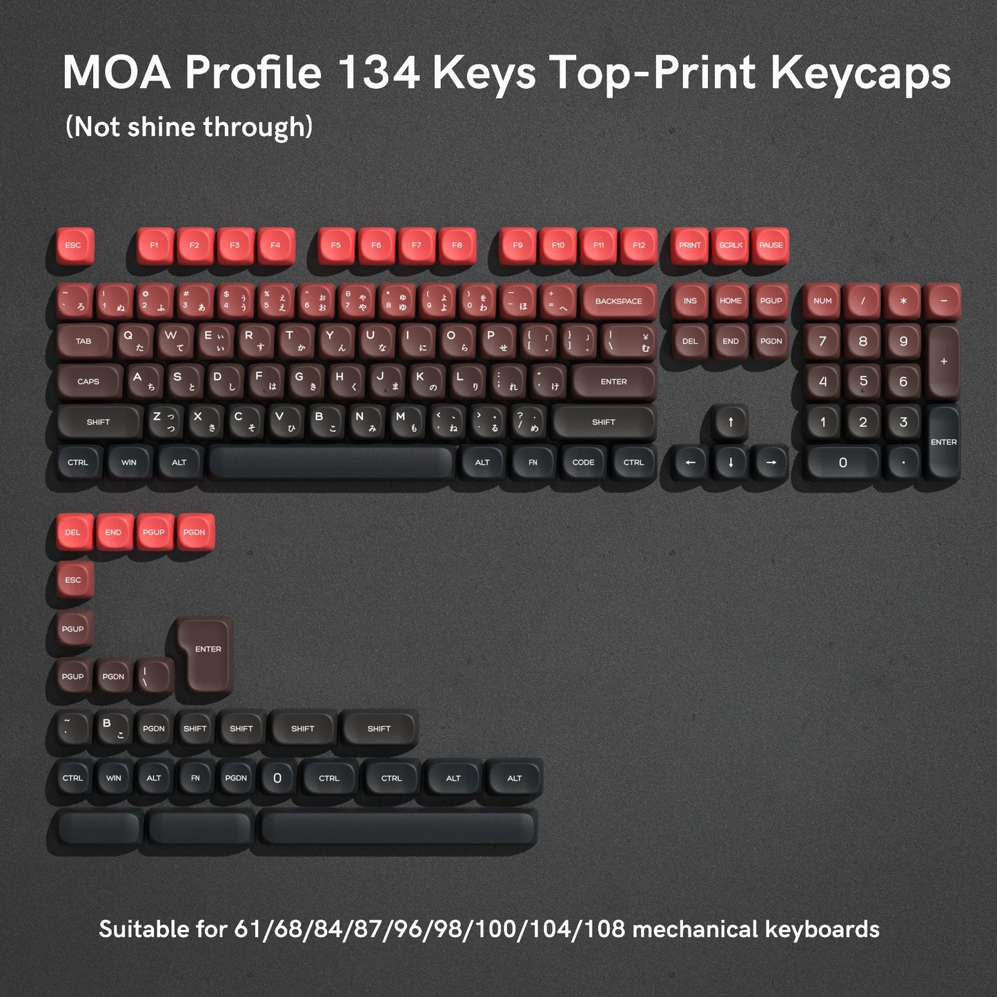 134 Keys MOA Profile Gradient Purple PBT Keycaps Customs Dye Sub Key caps for 61/87/104 Cherry MX Gaming Mechanical Keyboard