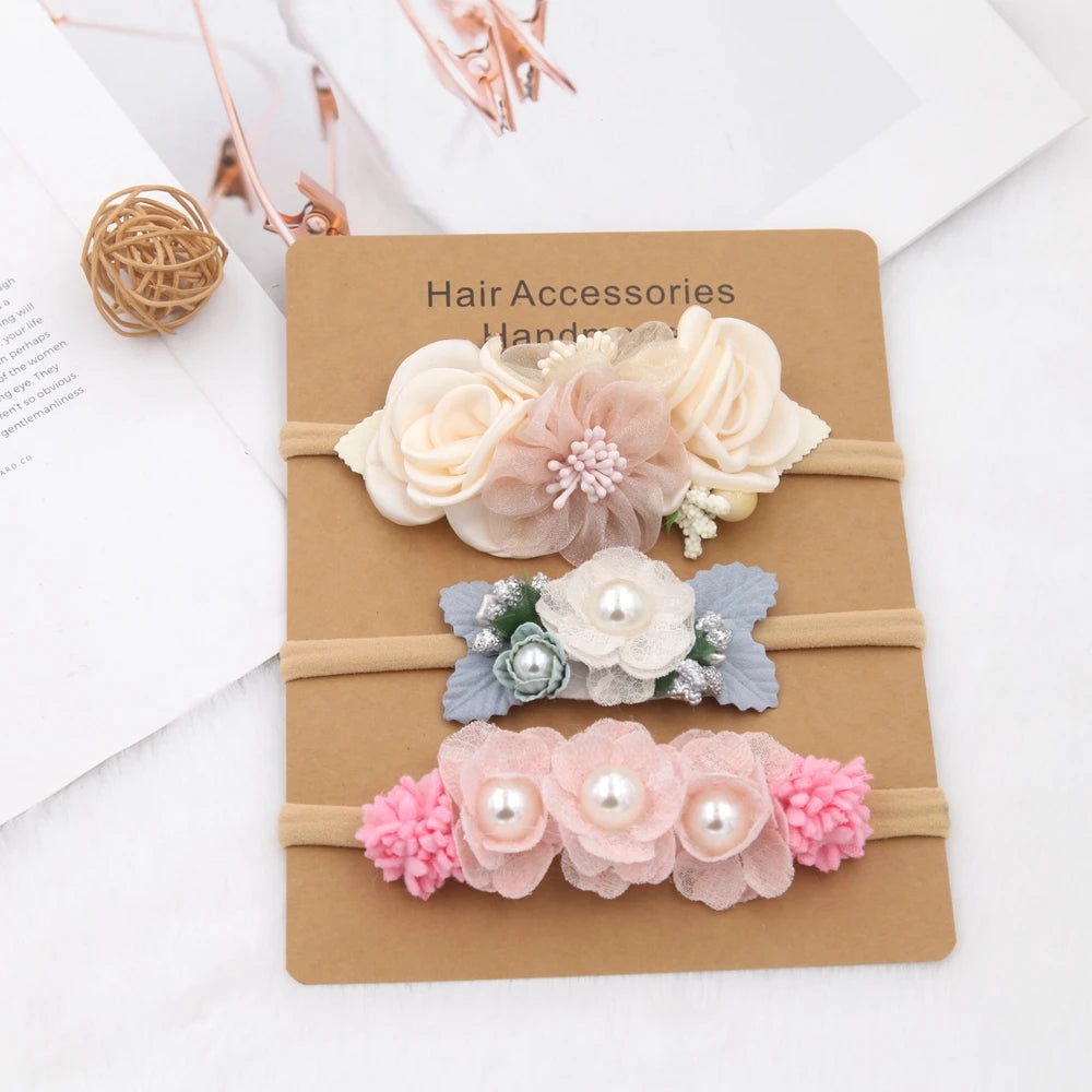 Baby Girl Headband set Cute Baby Elastic Hair Band Newborn Head Flower Toddler Headband Headwear Kids Accessories 3pcs/set