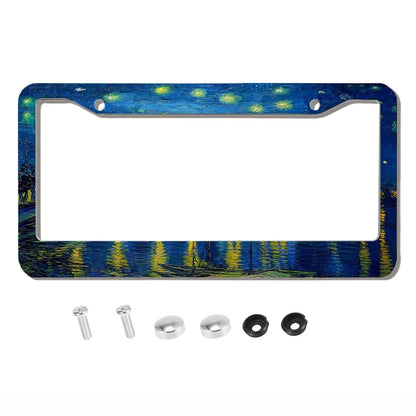 Beautiful oil painting with screws license plate holder car decoration aluminum alloy car parts American specifications A8/13