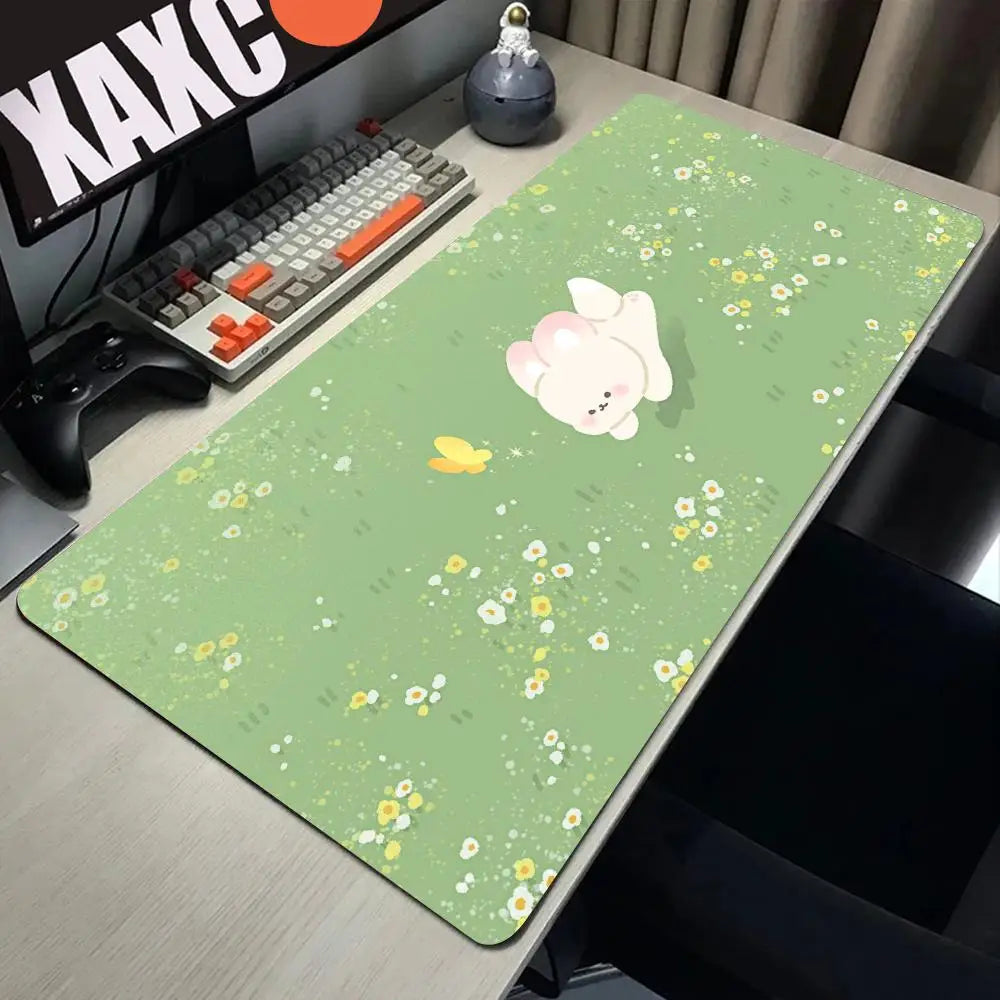 Cartoon Mousepad Green Mouse Pad Large Mouse Mat Natural Rubber PC Desk Mats Design Big Mousepads Cute deskpad For Gifts