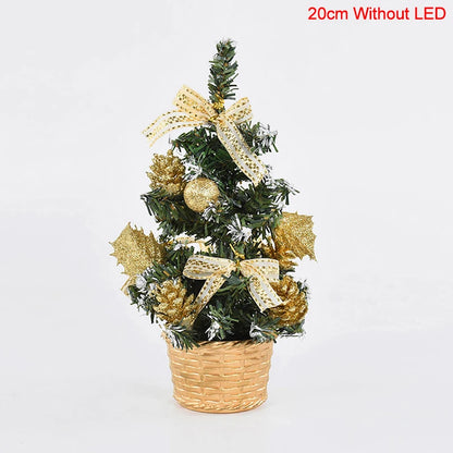 20/30cm Artificial Christmas Tree with LED Light Balls 2024 Christmas Decoration for Home 2025 New Year Gift Xmas Table Ornament