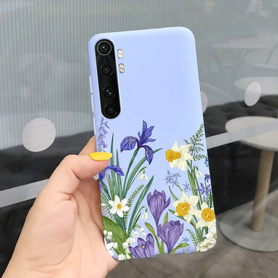 Case For Xiaomi Mi Note 10 Lite Back Cover Protective TPU Silicone Funda Fashion Flower Coque For Xiaomi Note 10 Lite Capa 6.47"